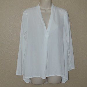 Sz S Hotel Particulier White Long Sleeve Blouse with Lace Back Contrast